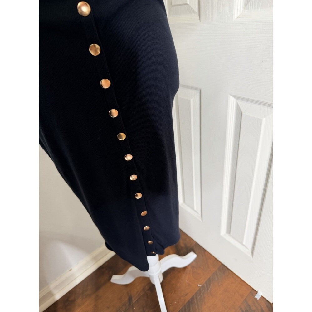 Heart Hips Black Button Midi Dress Size M - Picture 6 of 12